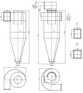 Циклон СЦН-50 с улиткой схема