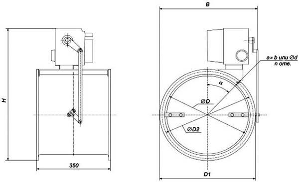 Основные размеры и характеристики заслонок АЗД 122, А3Д 134