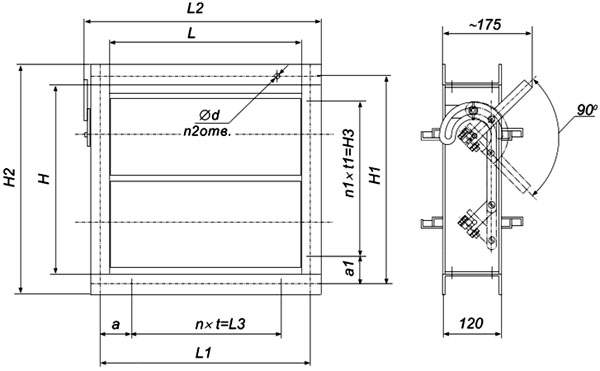 Основные размеры и характеристики заслонок АЗД 193