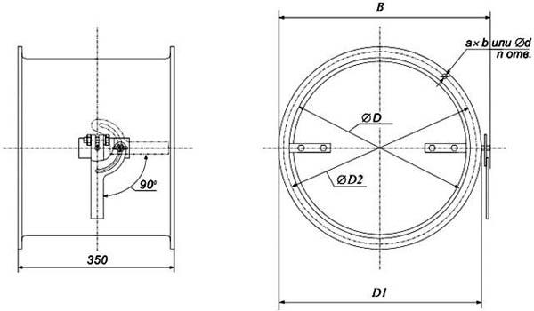 Основные размеры и характеристики заслонок А3Д 133, АЗД 136