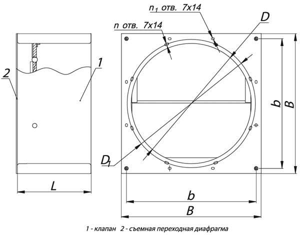Основные размеры и характеристики клапанов КЛ