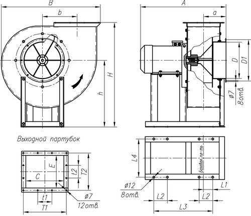 размеры вентиляторов радиальных пылевых ВР 140-40